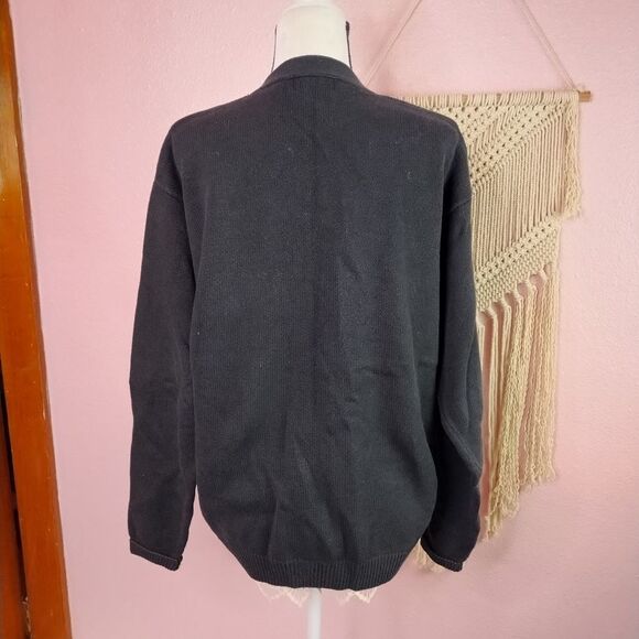 Vintage | Black Chunky Knit Button-Up Cardigan Medium - Picture 5 of 7